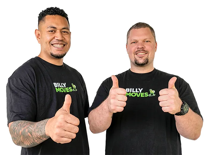 Billy and Paoa of Billy Moves, giving a thumbs up